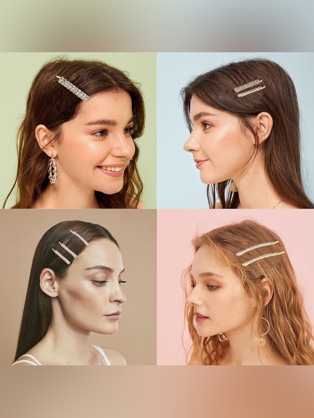 Rhinestone Crystal Hair Clips (Set of 12)